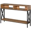 Image de Table Console Table d'Entrée Industriel Multi-rangements 120 x 23,5 x 75 cm Bois Noyer