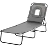Image de Bain de soleil pliable transat inclinable 4 positions chaise longue de lecture 3 coussins fournis gris