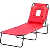Image de Bain de soleil pliable transat inclinable 4 positions chaise longue de lecture 3 coussins fournis rouge