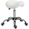 Image de HOMCOM Tabouret de massage tabouret selle ergonomique pivotant 360° hauteur réglable revêtement synthétique blanc chromé
