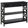 Image de Console style table de drapier néo-rétro 2 tiroirs 2 étagères dim. 100L x 30l x 80H cm MDF noir