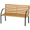 Image de Banc de jardin 2 places style rural chic assise dossier à lattes bois naturel lasuré châssis acier époxy noir