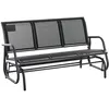 Image de Banc à bascule de jardin 3 places design contemporain grand confort accoudoirs assise et dossier ergonomique acier textilène noir