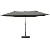 Image de Parasol de jardin XXL dim. 4,6L x 2,7l x 2,4H m ouverture fermeture manivelle pied & contrepoids inclus acier polyester haute densité gris