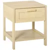 Image de Table de chevet tiroir et étagère cannage en rotin dim. 40L x 40l x 48H cm MDF aspect bois clair