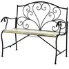 Image de Banc de jardin 2 places style néo-rétro fer forgé lignes fuselées métal noir doré effet vieilli