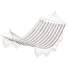 Image de Hamac de voyage portable style hippie chic toile de hamac dim. 2L x 1l m coton polyester gris écru rayé