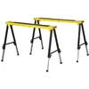 Image de Lot de 2 tréteaux pliables telescopiques poignée transport dim. 100L x 49l x 62-89,5H cm surface antidérapante métal noir jaune