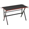 Image de HOMCOM Bureau gaming racing bureau gamer bureau informatique bracket supports casque enceintes porte-gobelet métal plateau MDF texture carbone rouge noir