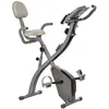 Image de Vélo d'appartement pliant 8 niveaux de résistance magnétique dossier selle réglable poignées ergonomiques écran LCD multifonction suspensions support tablette acier gris