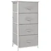 Image de Chiffonnier meuble de rangement dim. 45L x 30l x 92H cm 4 tiroirs non-tissés gris structure métal blanc plateau MDF bois clair