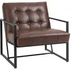 Image de Fauteuil lounge Chesterfield assise dossier capitonnés structure métal noir revêtement synthétique chocolat
