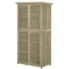 Image de Armoire de jardin abri jardin remise pour outils sur pied dim. 79L x 42l x 160H cm 2 étagères portes persiennes toit bitumé étanche bois pin autoclave gris