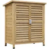 Image de Armoire de jardin abri jardin remise pour outils sur pied dim. 87L x 46l x 96H cm étagère portes persiennes toit bitumé bois sapin autoclave vert