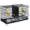 Image de PawHut Cage à oiseaux dim. 59,5L x 29,8I x 35,3H cm mangeoires perchoirs 4 portes plateau excrément amovible + poignée transport métal PP noir