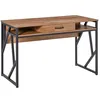 Image de Bureau style industriel dim. 120L x 60l x 76H cm tiroir + 2 niches piètement métal noir plateau aspect bois noyer