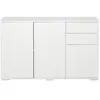 Image de Commode buffet de rangement 2 tiroirs coulissants 3 portes étagère réglable panneaux de particules 117 x 36 x 74 cm blanc