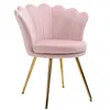 Image de Chaise coquillage chaise design pieds métal dorés effilés velours rose poudré