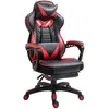 Image de Vinsetto Fauteuil de bureau gamer style baquet racing - pivotant, inclinable - coussin lombaire, tétière, repose-pieds inclus - revêtement synthétique rouge noir