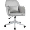 Image de Chaise de bureau velours fauteuil bureau massant coussin lombaire intégré hauteur réglable pivotante 360° gris clair