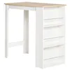 Image de Table de bar table haute de cuisine mange-debout comptoir - 3 étagères - aspect chêne clair blanc