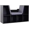 Image de Bibliothèque banc 2 en 1 design contemporain 6 casiers 3 coussins fournis 102L x 30l x 61H cm noir gris