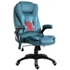 Image de Fauteuil de bureau direction massant chauffant hauteur réglable dossier inclinable toile de lin bleu