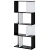 Image de Bibliothèque étagère meuble de rangement design contemporain en S 4 étagères 60L x 24l x 148H cm noir blanc