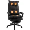Image de HOMCOM Fauteuil de bureau direction massant hauteur réglable dossier inclinable repose-pied intégré toile de lin noir