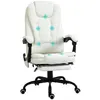Image de Vinsetto Fauteuil de bureau direction massant hauteur réglable dossier inclinable repose-pied + coussin lombaires intégrés revêtement synthétique blanc