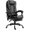 Image de Vinsetto Fauteuil de bureau direction massant hauteur réglable dossier inclinable repose-pied + coussin lombaires intégrés revêtement synthétique noir