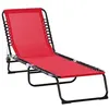 Image de Bain de soleil Outsunny rouge H. 26 cm en acier L. 197 cm non empilable pliable