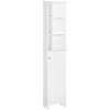 Image de Meuble colonne salle de bain 3 niches placard porte persienne 3 étagères MDF panneaux de particules blanc