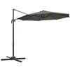 Image de Parasol déporté octogonal inclinable rotatif 360° manivelle piètement acier mât alu. dim. Ø 2,95 x 2,5H m polyester haute densité gris