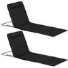 Image de Lot de 2 tapis de plage rembourré - matelas de plage - nattes de plage - dossier inclinable multi-positions - sac transport inclus - métal polyester PE noir
