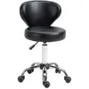 Image de HOMCOM Tabouret de massage - tabouret de travail pivotant 360° - assise réglable 49-64H cm, dossier ergonomique - métal chromé revêtement synthétique noir