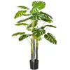Image de HOMCOM Arbre artificiel plante artificielle monstera H.1,2 m tronc branches lichen feuilles de tortue grand réalisme pot inclus