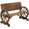 Image de Banc de jardin 3 places style rustique chic accoudoirs roues de charette bois sapin traité carbonisation
