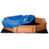 Image de Bac à sable bois octogonal dim. 139,5L x 139,5l x 21,5H cm - 4 bancs - bâche de couverture, non tissé de sol inclus - bois sapin pré-huilé