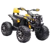 Image de Voiture 4x4 quad buggy électrique enfant 12 V 5 Km/h max. effets lumineux sonores selle avec dossier porte-bagage avant métal PP jaune noir