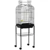 Image de PawHut Cage à oiseaux volière amovible sur roulettes - toit ouvrant, tiroir déjection, 2 perchoirs, 2 trappes, porte, 2 mangeoires, 2 poignées - étagère - acier PP noir