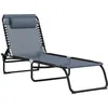 Image de Bain de soleil Outsunny en acier L. 197 cm H. 26 cm gris pliable