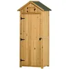 Image de Armoire abri de jardin remise pour outils 3 étagères 2 portes loquets toit pente bitumé 77L x 54l x 179H cm sapin traité lasuré