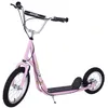 Image de Trottinette patinette enfant à partir de 5 ans grands pneus guidon réglable poignées freins et béquille acier rose