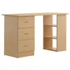 Image de Bureau informatique table multi-fonctions 3 tiroirs 2 étagères dim. 120L x 49l x 72H cm MDF aspect bois clair