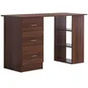 Image de Bureau informatique table multi-fonctions 3 tiroirs 2 étagères dim. 120L x 49l x 72H cm MDF aspect noyer