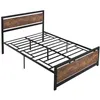 Image de Lit homcom 195 x 144 x 103 cm en acier pour 2 personnes de couleur gris