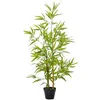 Image de Outsunny Bambou artificiel hauteur 1,2 m 369 feuilles denses réalistes pot inclus noir avec lichen vert