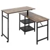 Image de Bureau informatique design industriel modulable bureau d'angle 2 étagères aspect vieux bois métal noir