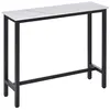 Image de Table de bar - table haute de cuisine - dim. 120L x 40l x 100H cm - châssis piètement acier noir, plateau aspect marbre blanc